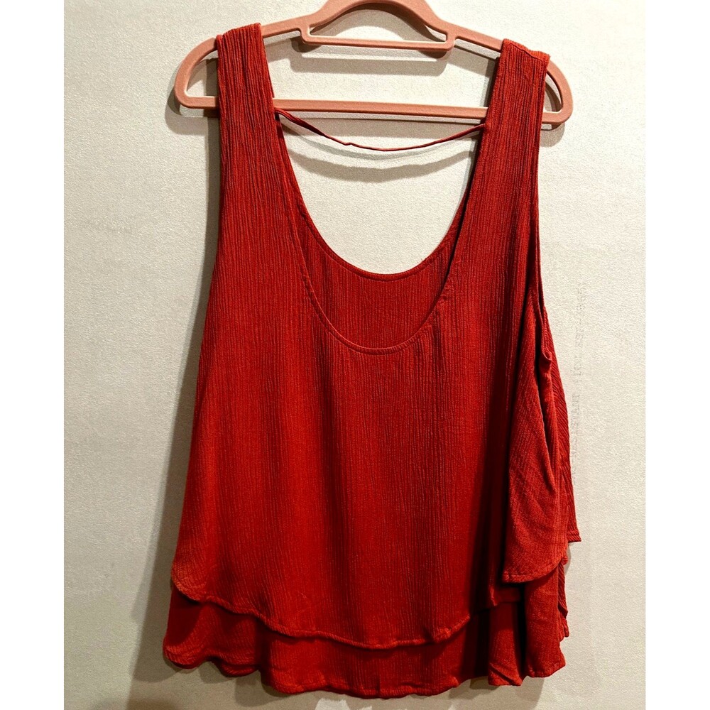 Mossimo Womens XXL Burnt Orange Gauze Tank Top Open Back Resort Beach Summer